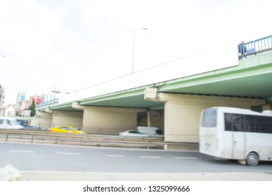 Blank Mock Up Of Poster Walking On The Overpass Billboard On City Background