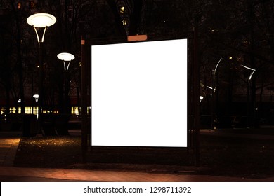 Blank Mock Up Of Square Street Poster Billboard On City Background