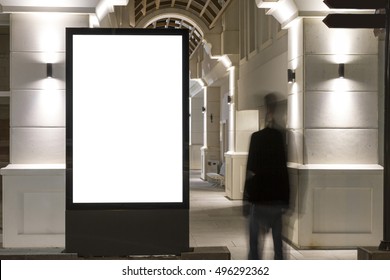 Blank Mock Up Of Vertical Street Poster Billboard On City Background

