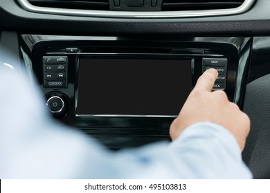 Blank Navigation Screen On Dashboard Inside A Car