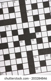 Blank Newspaper Crossword Puzzle With Numbered Black And White Squares