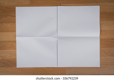 Blank Newspaper With Empty Space Mock Up On Wood Background