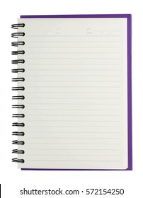 Blank Notebook With Purple Cover Isolated On White