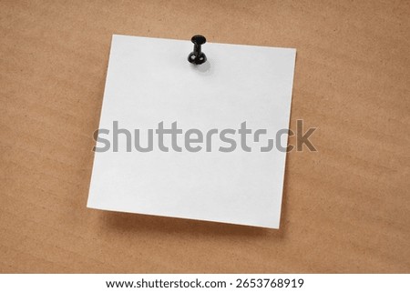 Blank notepaper and space for text with push pins on cardboard background. note blank paper cards. noticeboard on catron board. sticker. blanks for designers