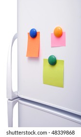 Blank Notes On Fridge With Round Magnet