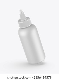 Blank nozzle dropper screw cap bottle mockup, 3d illustration. 
