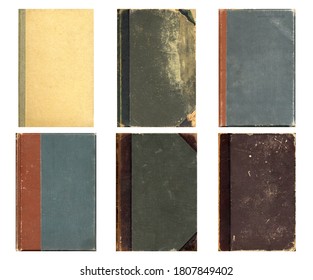 Blank old book covers. Set of vintage textures. Rough faded surface. Perfect for background and retro style design. Empty place for text.