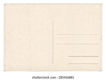 Blank Old Vintage Postcard Isolated On White Background