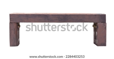 Blank old wooden outdoor bench isolated on white background and have clipping paths.