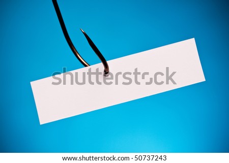 Blank on piece of paper on hook