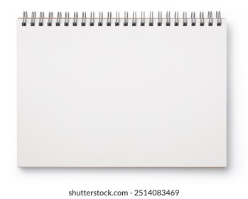 blank open notebook or ring binder isolated over a transparent background, business stationery, school, art, or craft supply, top view,  flat lay for your scenes, copy space