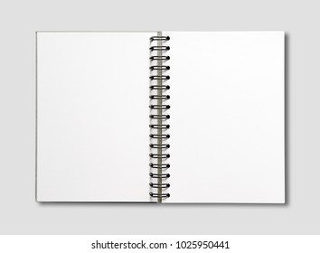 Blank Open Spiral Notebook Mockup Isolated On Grey