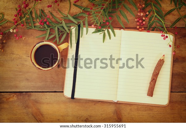 Download Blank Open Vintage Notebook Old Paper Stock Photo Edit Now 315955691 PSD Mockup Templates