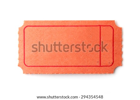 Blank orange ticket on white background