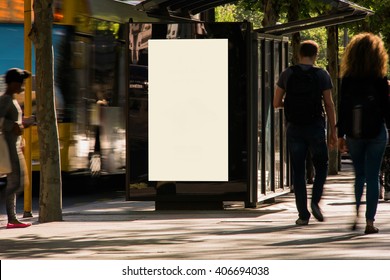 Blank Outdoor Advertising Bus Stop Shelter 