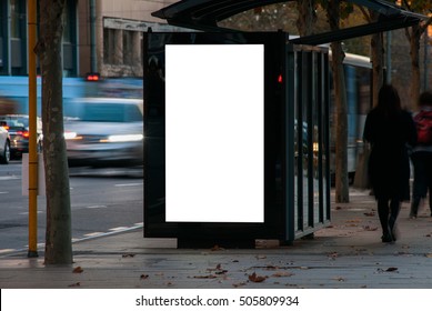 Blank Outdoor Bus Advertising Shelter