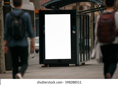 Blank Outdoor Bus Advertising Shelter