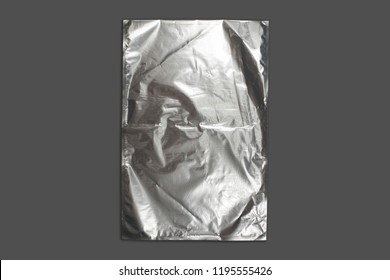 blank packaging aluminium foil pouch isolated on gray background with clipping path