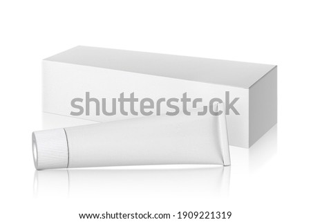 blank packaging aluminum tube with cardboard box isolated on white background