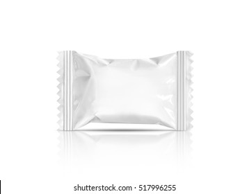 blank packaging candy plastic sachet isolated on white background with clipping path