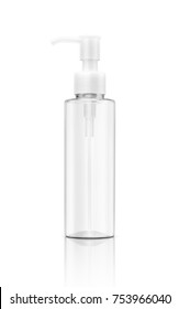 blank packaging cosmetic clear transparent plastic bottle isolated on white background with clipping path
