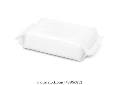 blank packaging paper wipes pouch isolated on white background with clipping path