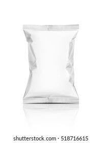blank packaging snack pouch isolated on white background with clipping path ready for package design