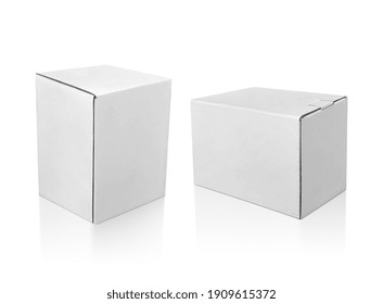 Blank Packaging White Cardboard Box Isolated On White Background Ready For Packaging Design