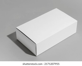 Blank Packaging White Cardboard Box Isolated On White Background Ready For Packaging Design 3D Rendering