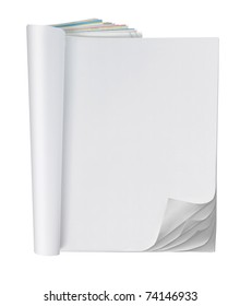 Blank Pages Inside Of Journal Magazine With Paper Curl