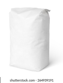Blank paper bag package of salt isolated on white with clipping path