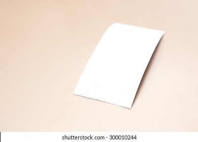 Blank Paper Bill On Golden Background.