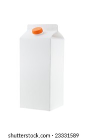 Blank Paper Carton With Cap For Milk And Fruit Juice On White Background