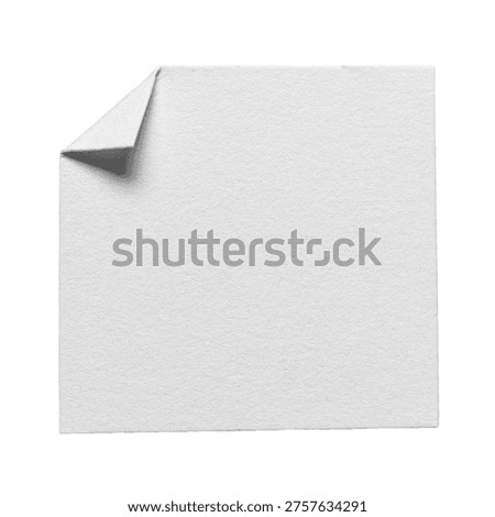 Blank paper memo note with folded corner dog-ear earmark and copy space for text isolated on white background