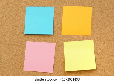 blank paper notes stick on cork board. cork board with blank post it. sticker empty note. - Shutterstock ID 1372021433