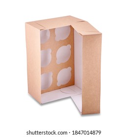 Blank Paper Packaging Box For Cupcakes Or Muffins, Copy Space