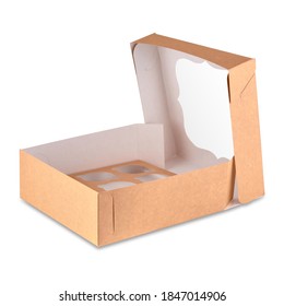 Blank paper packaging box for cupcakes or muffins, copy space