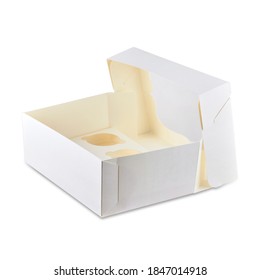Blank paper packaging box for cupcakes or muffins, copy space