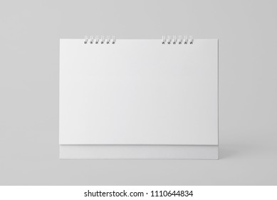 Blank Paper Spiral Calendar For Mockup Template Advertising And Branding Background.  