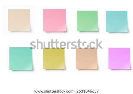 Blank   paper stickers notes message recognition isolated on white background