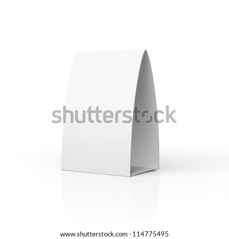 Blank paper Table Tent table-tent isolated on white as template for designers design presentation, showcase etc.