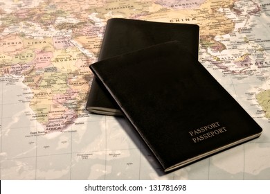 Blank Passport with the world map in the background