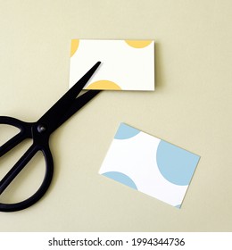 Blank Personal Card And Black Scissors Mockup