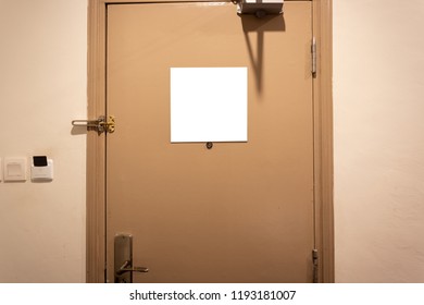 Blank Photo Picture Emergency Evacuation Plan Brand Advertisement White Square Ad Isolated Hotel Room Door Insert Template Exit