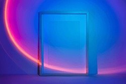 Blank picture frame with blue retro futurism style, an Arts & Entertainment Photo by Rawpixel.com