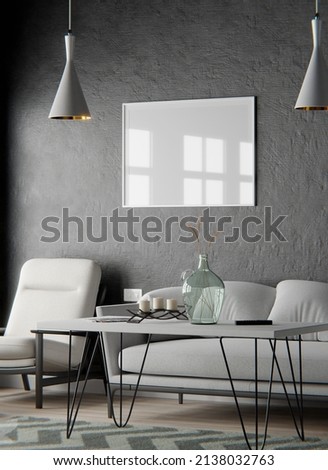 Blank picture frame mockup on whitewall. Artwork in interior design
