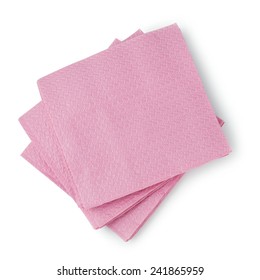 Blank Pink Paper Napkin On White Background