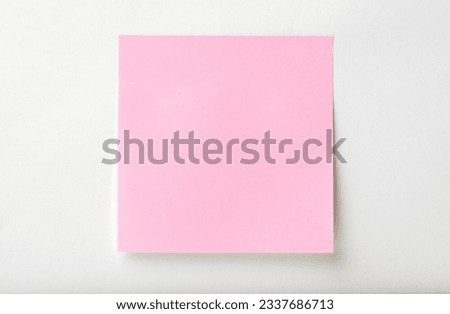 blank pink sticky notes on white background. Discussing business, teamwork, brainstorming concept. sticky notes paper with shadow. copy space