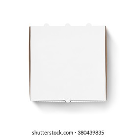 Blank Pizza Box Design Mock Up Top View Isolated. Carton Packaging Pizza Box Delivery Clear Mockup. Carton Template Closed From Above View. Meal Food Boxing Logo Presentation.
