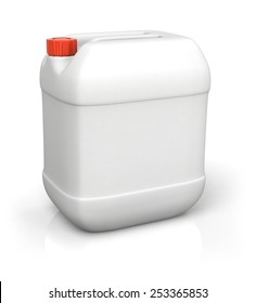 Blank plastic canister for motor oil isolated on white backgroun